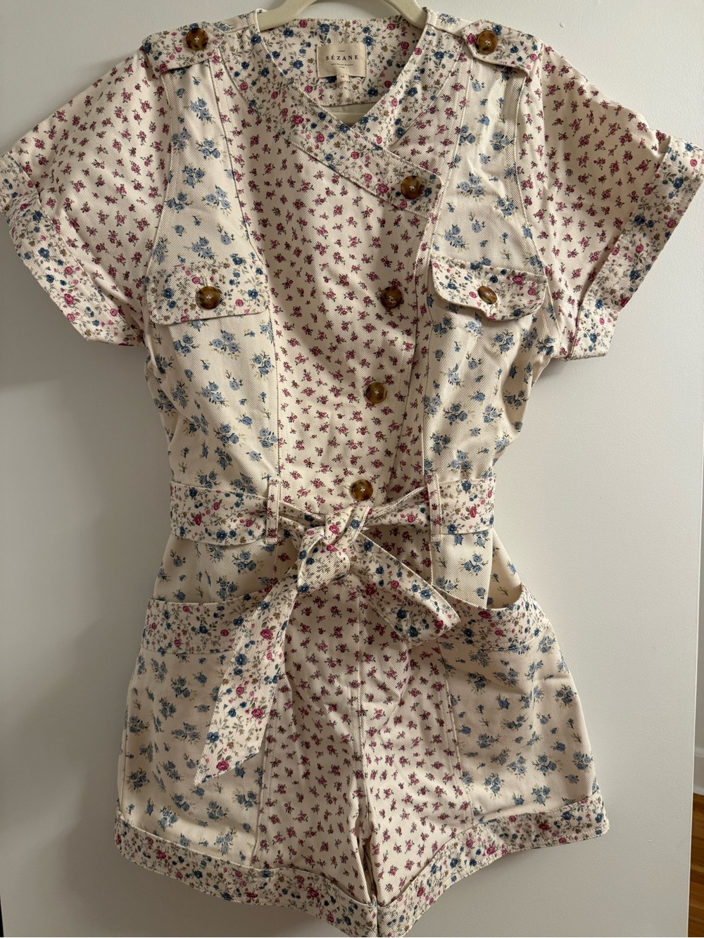 New Sezane Gallipoli Floral Denim Romper in Size 38 (6) - Picture 4 of 6
